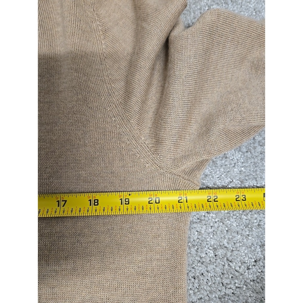 Banana Republic 100% Merino Wool ‎ Quarter Zip Pullover Sweater Beige Men's Sz L - Picture 5 of 10